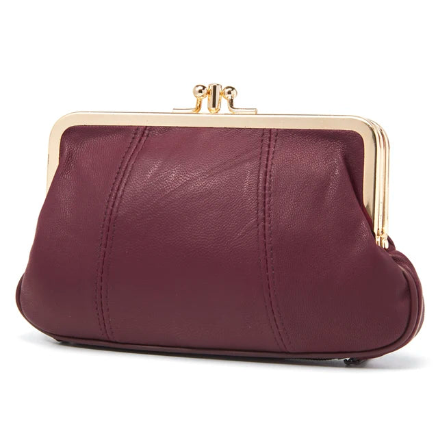Annmouler Women Coin Purse Genuine Leather Small Size Wallet Soft Sheepskin Change Purse Metal Frame Card Holders Original Bag
