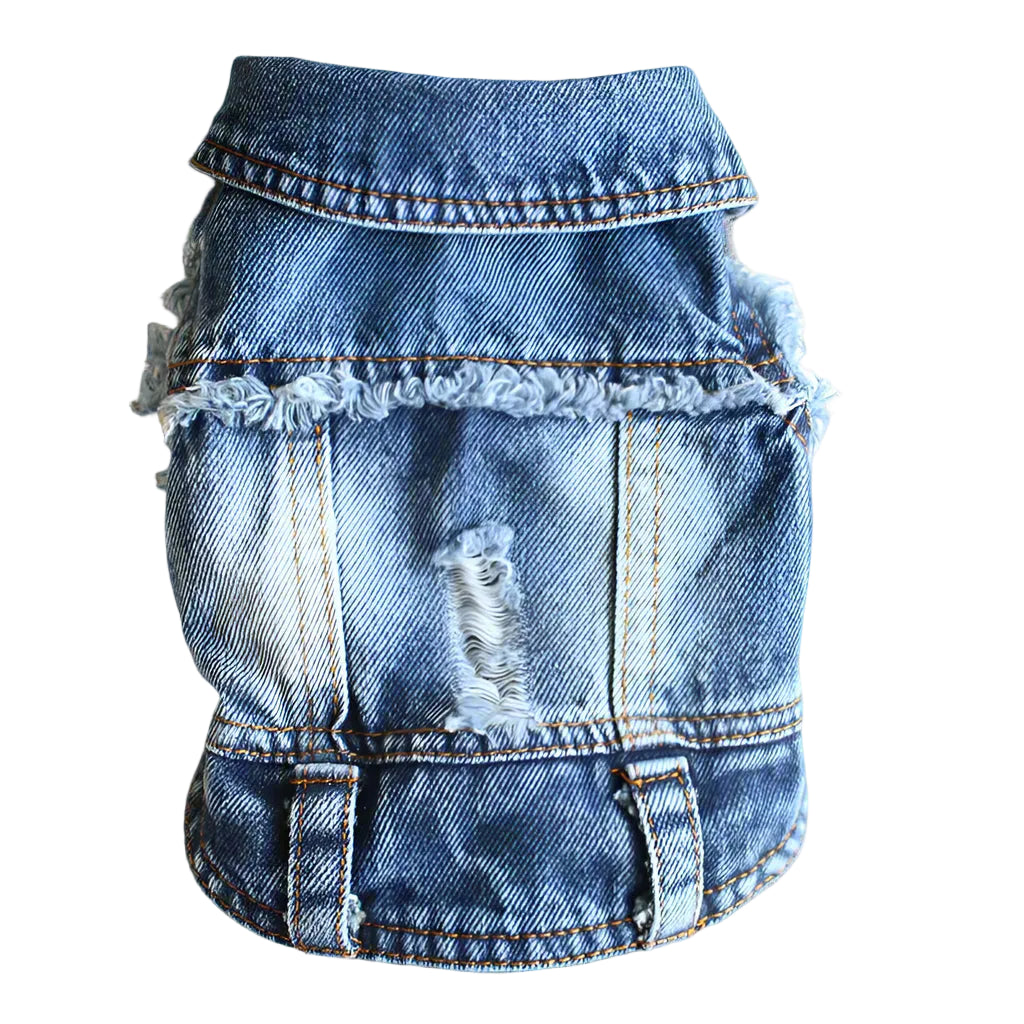 Distressed Denim Doggie Vest for Small Dog