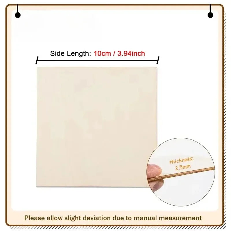 50/100pcs 8/10cm Wood Squares for Crafts Unfinished Wooden Square Cutouts Blank Wood Pieces for DIY Craft, Painting, Staining