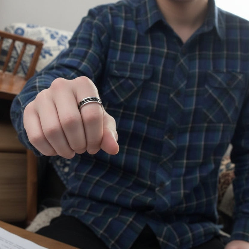 Men’s Rotatable Chain Ring – Stainless Steel Casual Band Gift