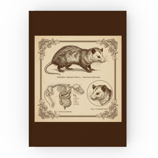 Vintage-style American Opossum Scientific Sketch— Hardback Blank or Ruled Notebook