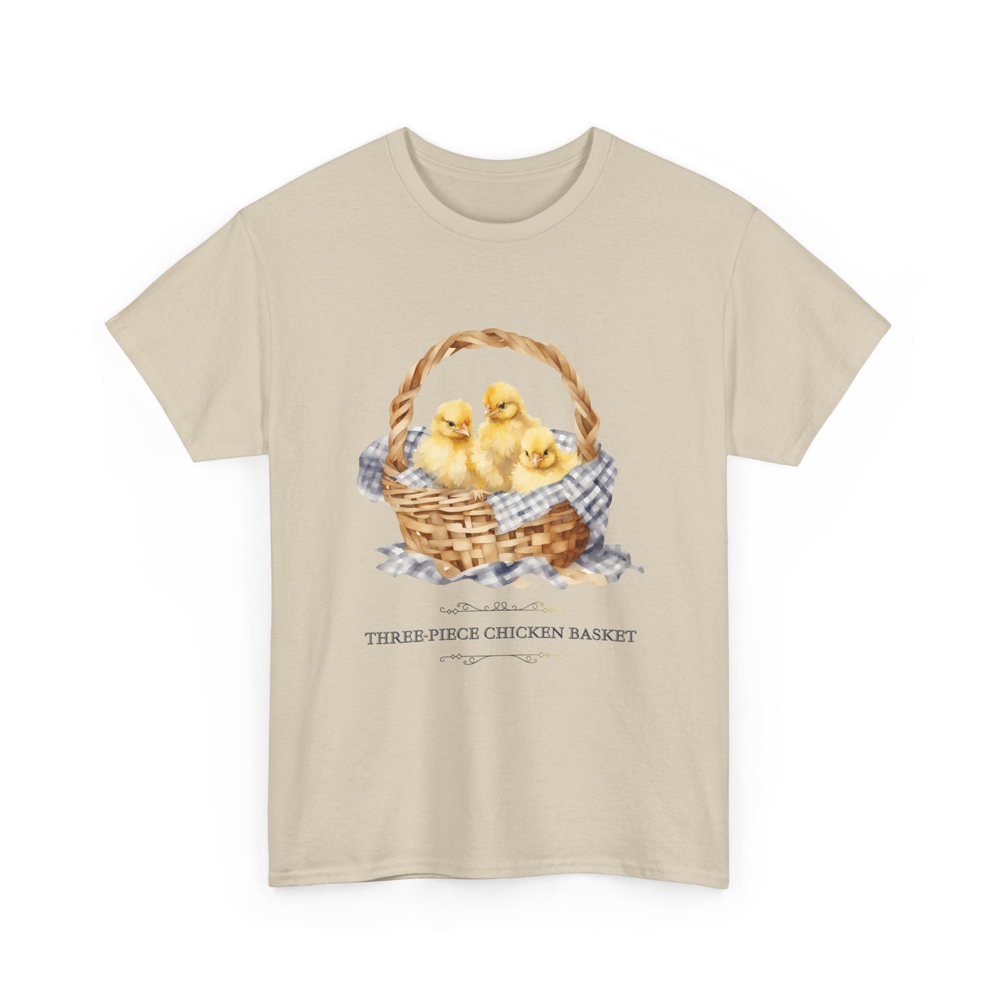 Three-Piece Chicken Basket-Cute Chicken Chick T-shirt-100 Percent Cotton Farm-theme T-shirt