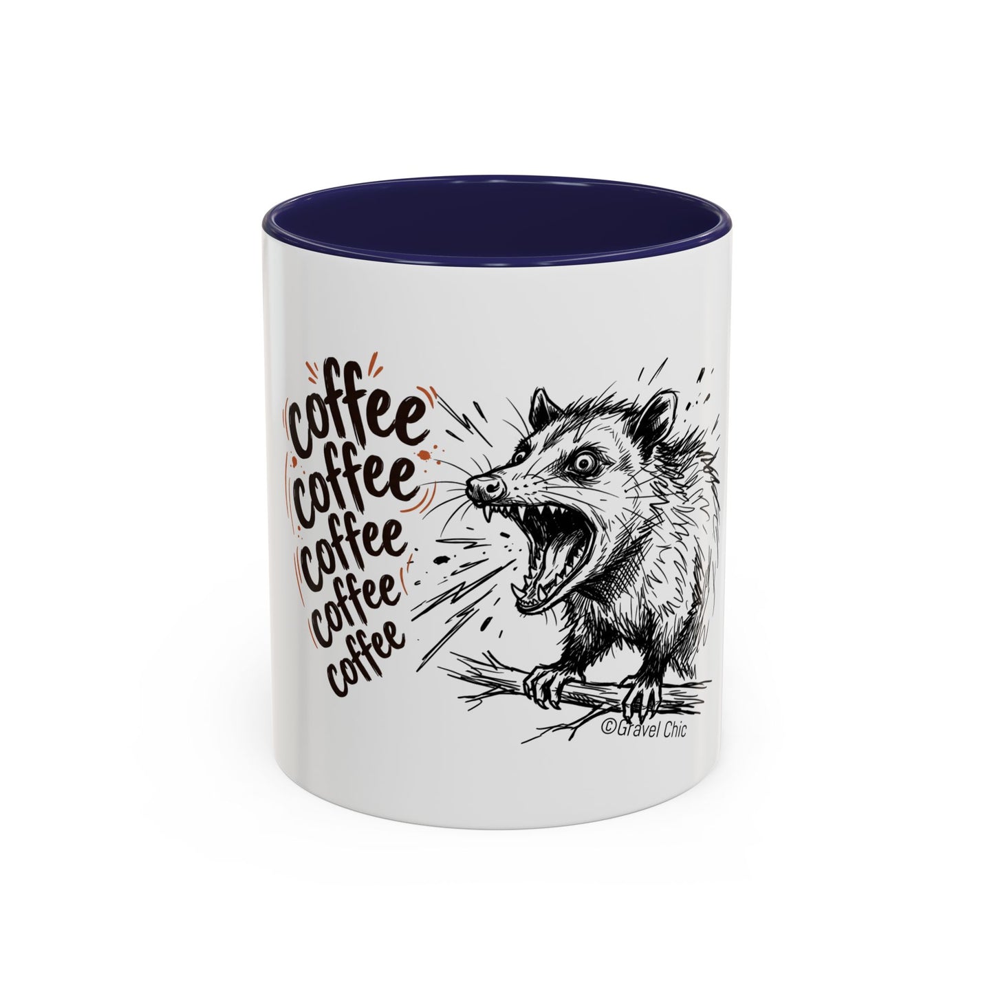 Panicked Possum Coffee Mug — "coffee coffee coffee" Accent Ceramic Mug (11/15oz)