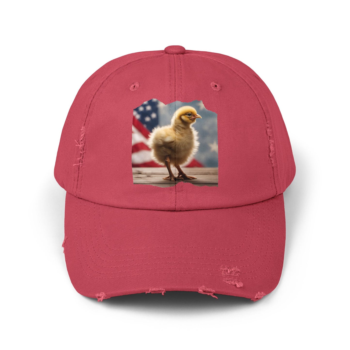 Patriotic Chick Chicken Chick with US Flag Baseball Cap-Patriot-themed Chicken Cap, Trucker Hat