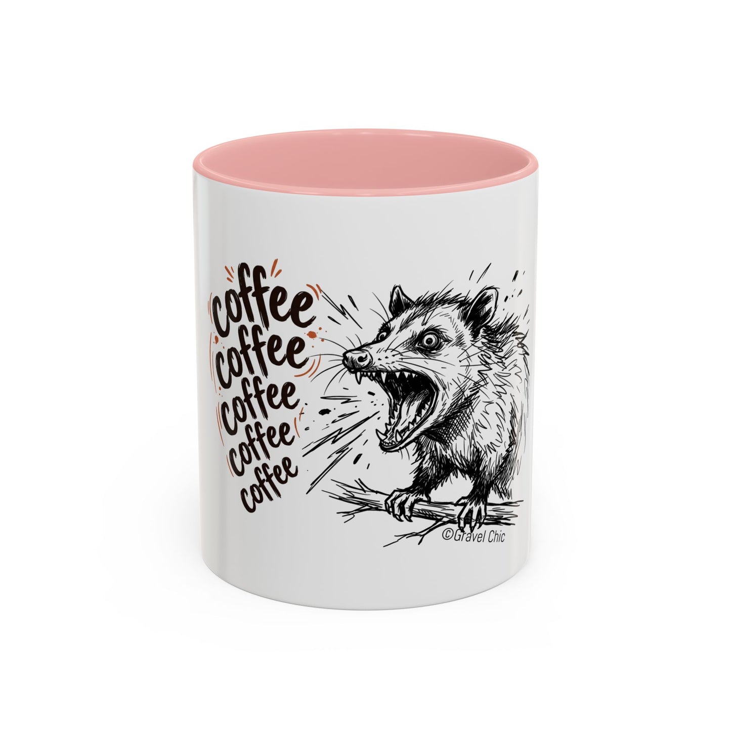 Panicked Possum Coffee Mug — "coffee coffee coffee" Accent Ceramic Mug (11/15oz)