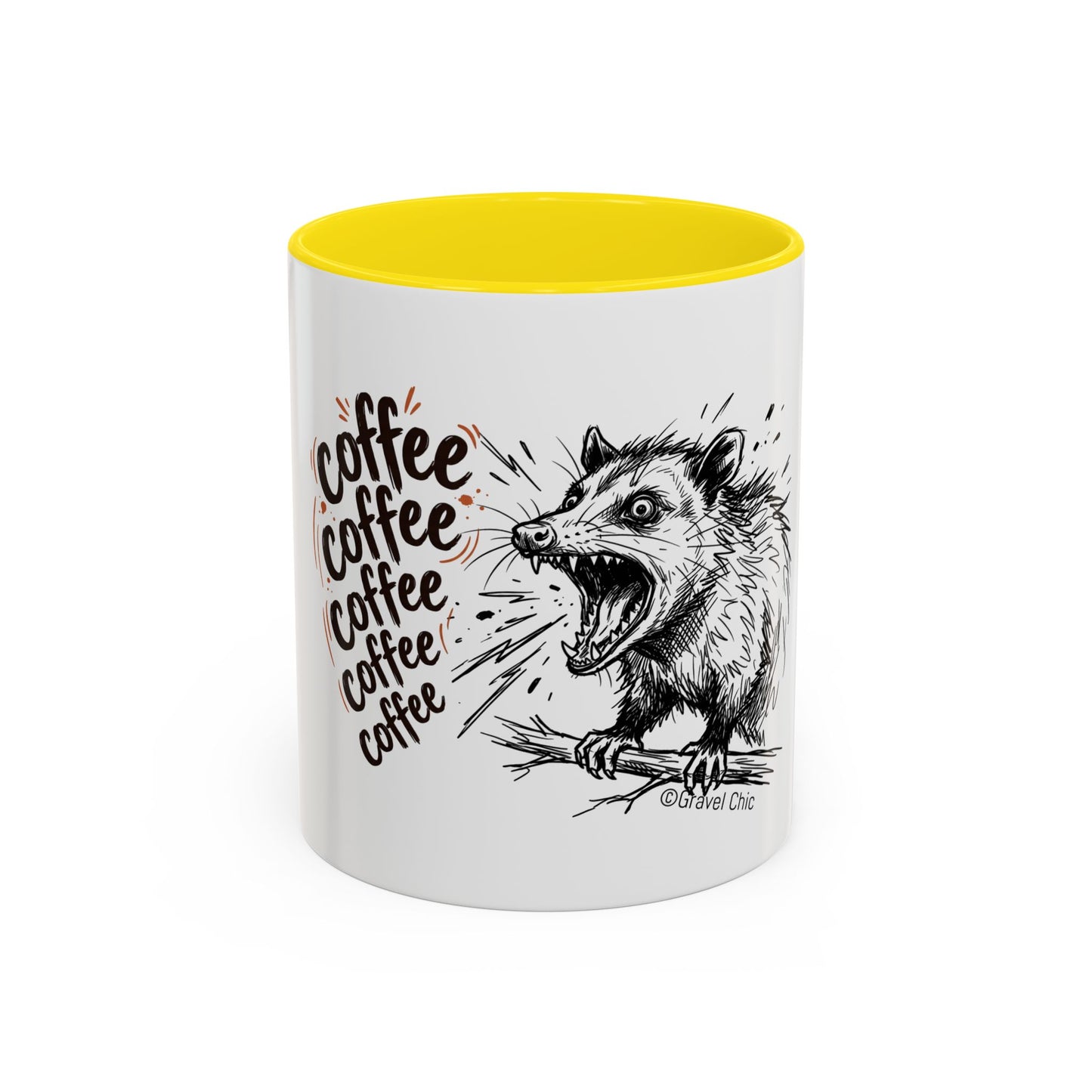 Panicked Possum Coffee Mug — "coffee coffee coffee" Accent Ceramic Mug (11/15oz)
