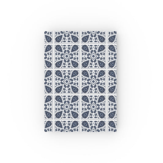 Smokey Blues Paisley Pattern— Hardback Blank or Ruled Notebook