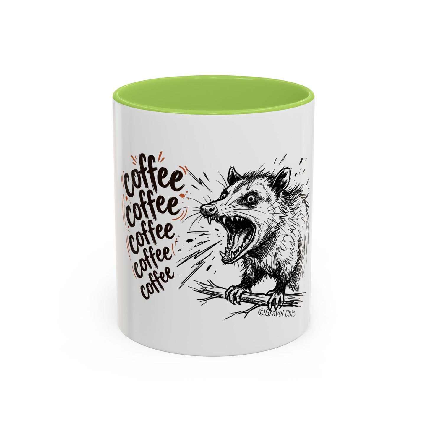 Panicked Possum Coffee Mug — "coffee coffee coffee" Accent Ceramic Mug (11/15oz)