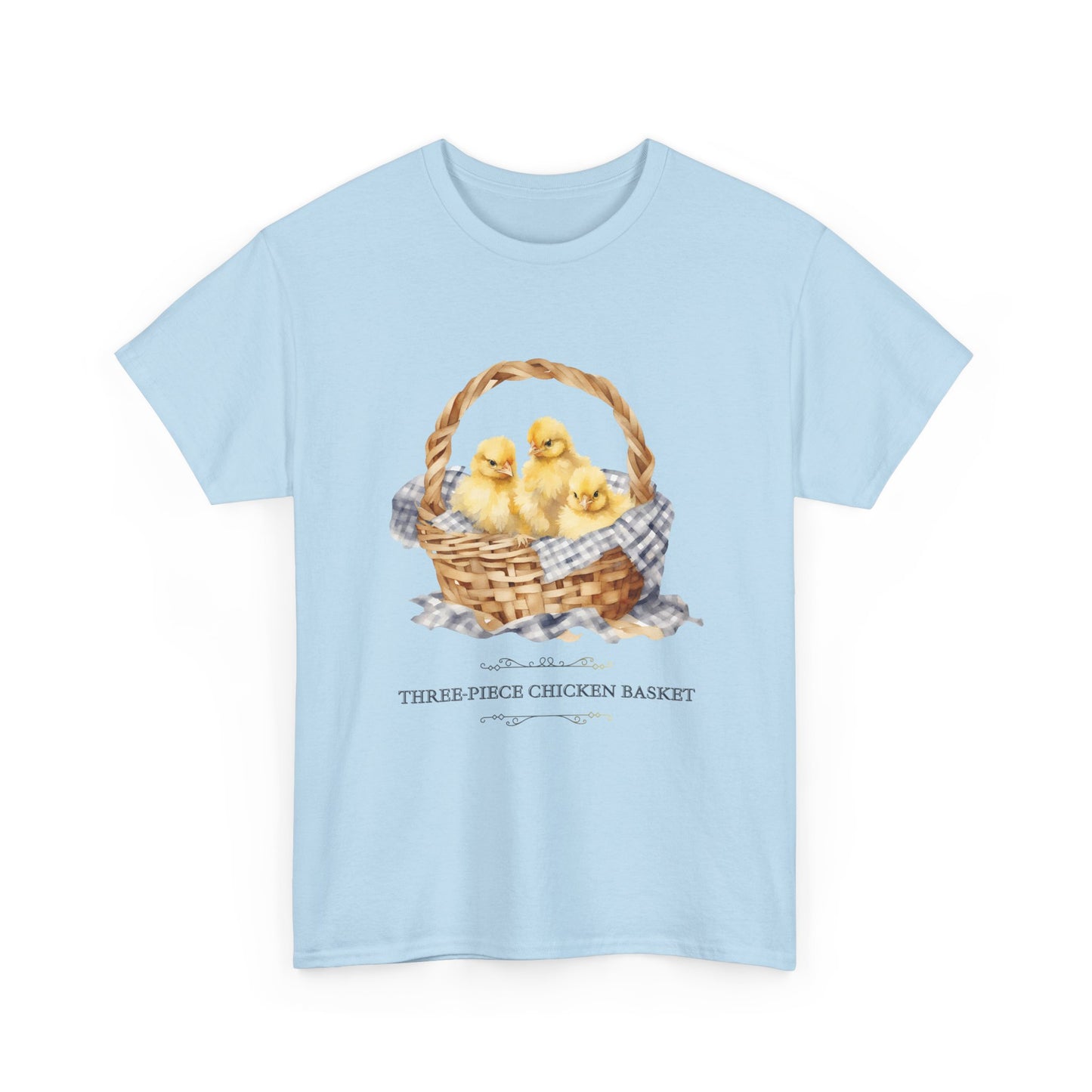 Three-Piece Chicken Basket-Cute Chicken Chick T-shirt-100 Percent Cotton Farm-theme T-shirt