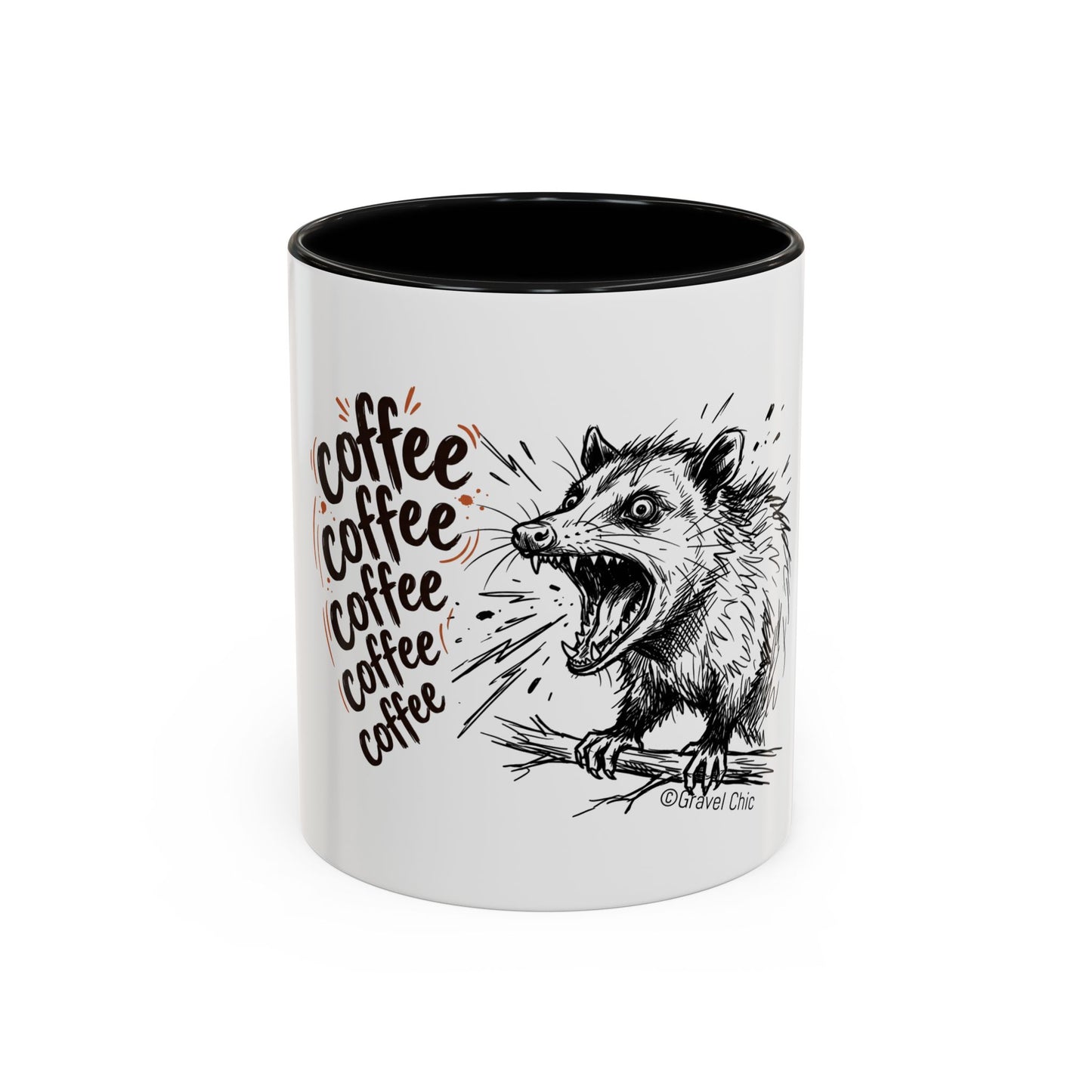 Panicked Possum Coffee Mug — "coffee coffee coffee" Accent Ceramic Mug (11/15oz)