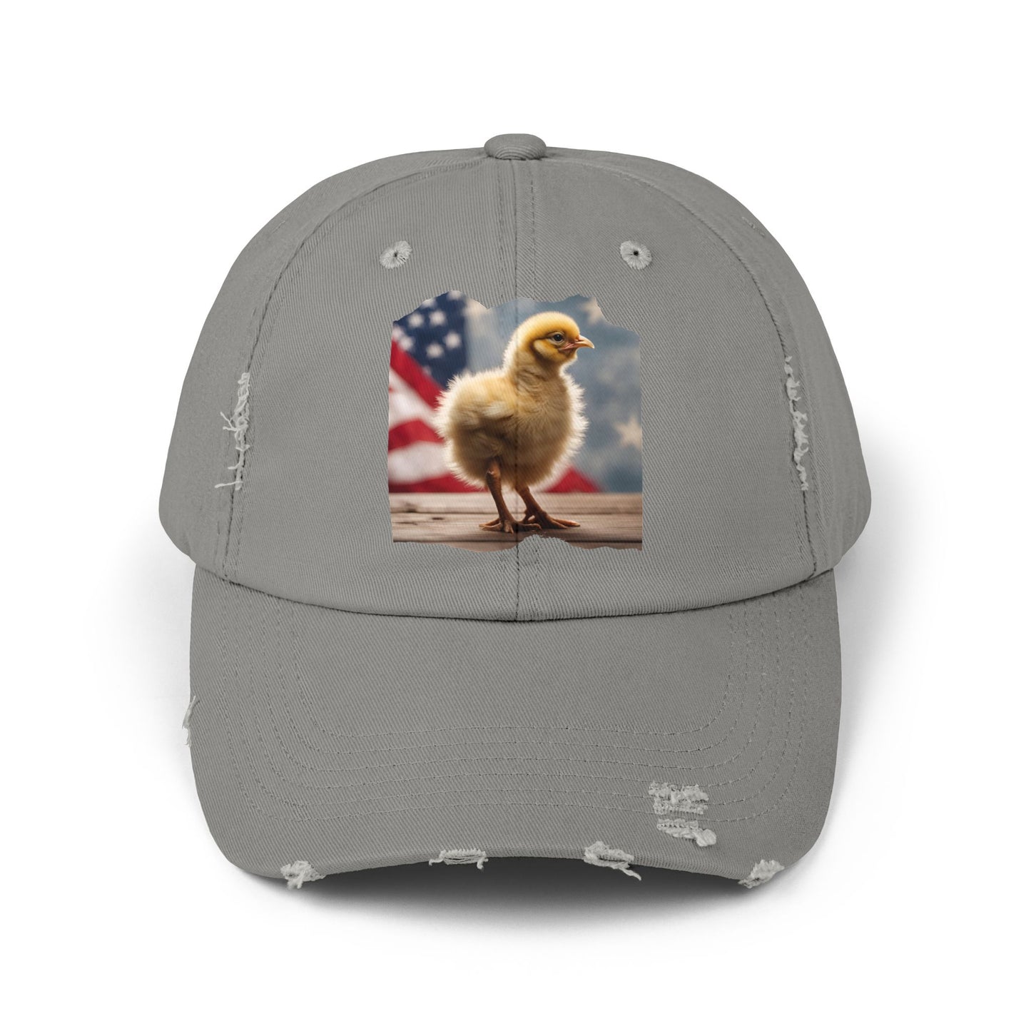 Patriotic Chick Chicken Chick with US Flag Baseball Cap-Patriot-themed Chicken Cap, Trucker Hat