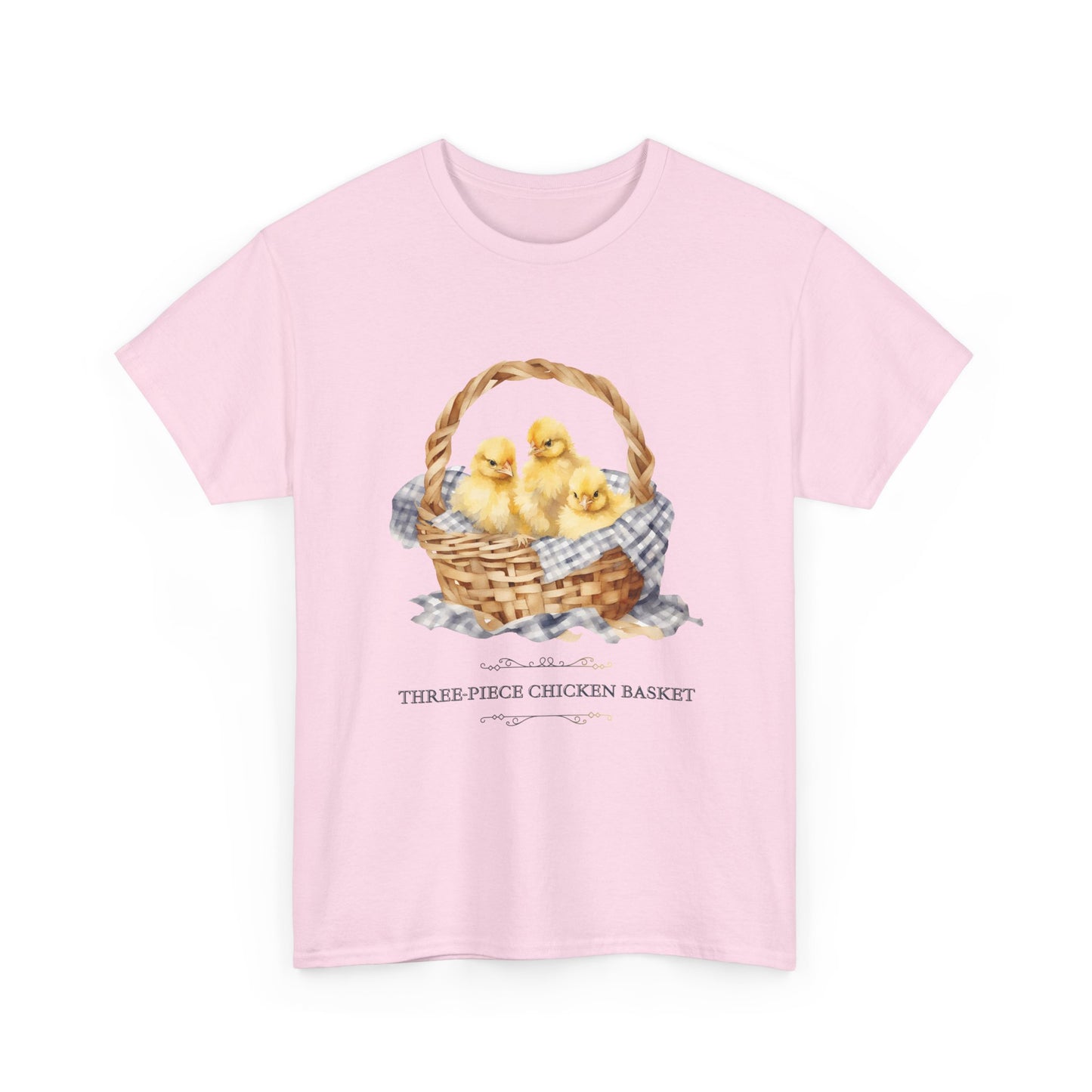 Three-Piece Chicken Basket-Cute Chicken Chick T-shirt-100 Percent Cotton Farm-theme T-shirt
