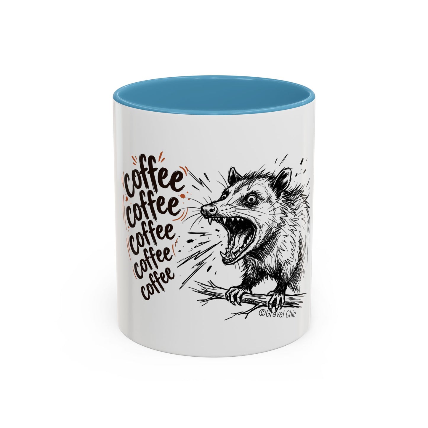 Panicked Possum Coffee Mug — "coffee coffee coffee" Accent Ceramic Mug (11/15oz)