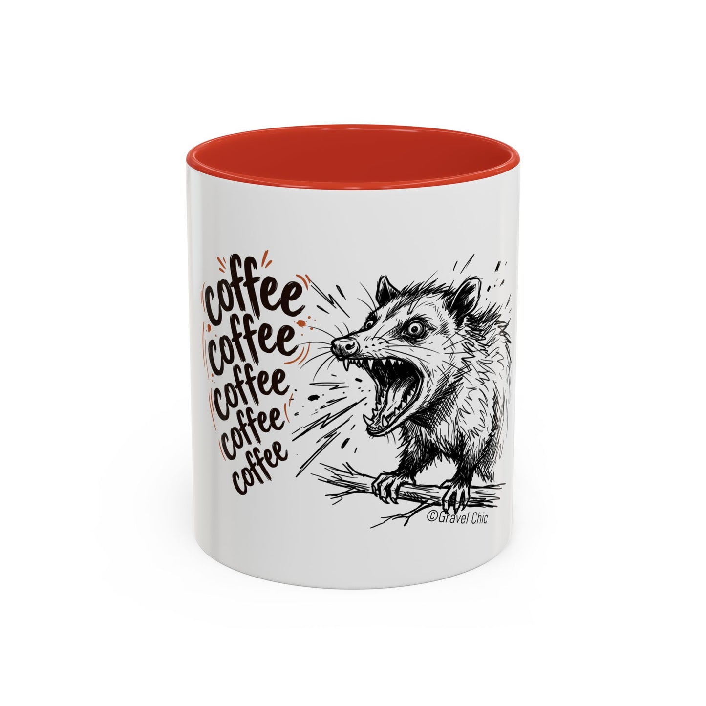 Panicked Possum Coffee Mug — "coffee coffee coffee" Accent Ceramic Mug (11/15oz)