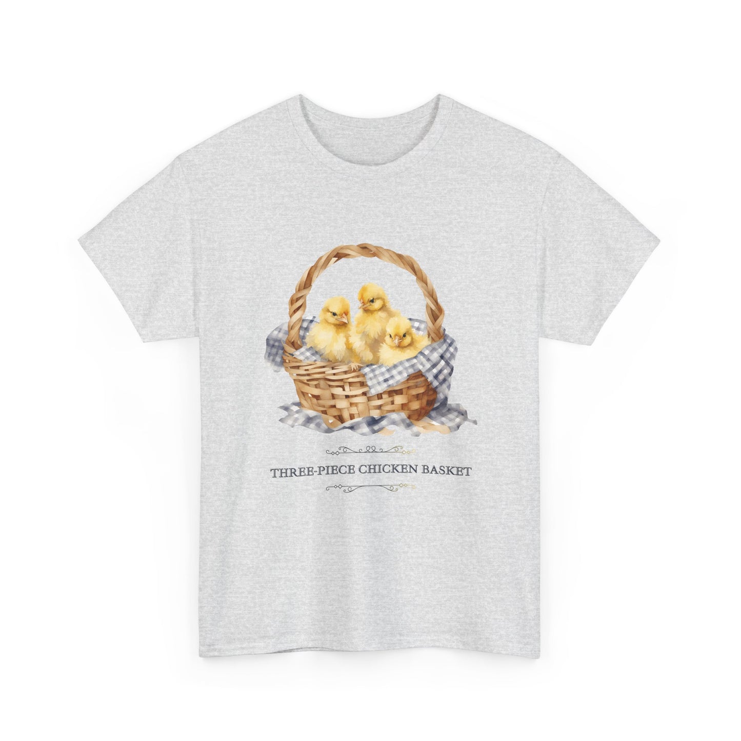 Three-Piece Chicken Basket-Cute Chicken Chick T-shirt-100 Percent Cotton Farm-theme T-shirt