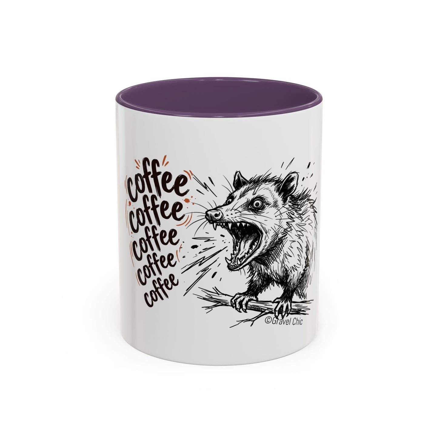 Panicked Possum Coffee Mug — "coffee coffee coffee" Accent Ceramic Mug (11/15oz)