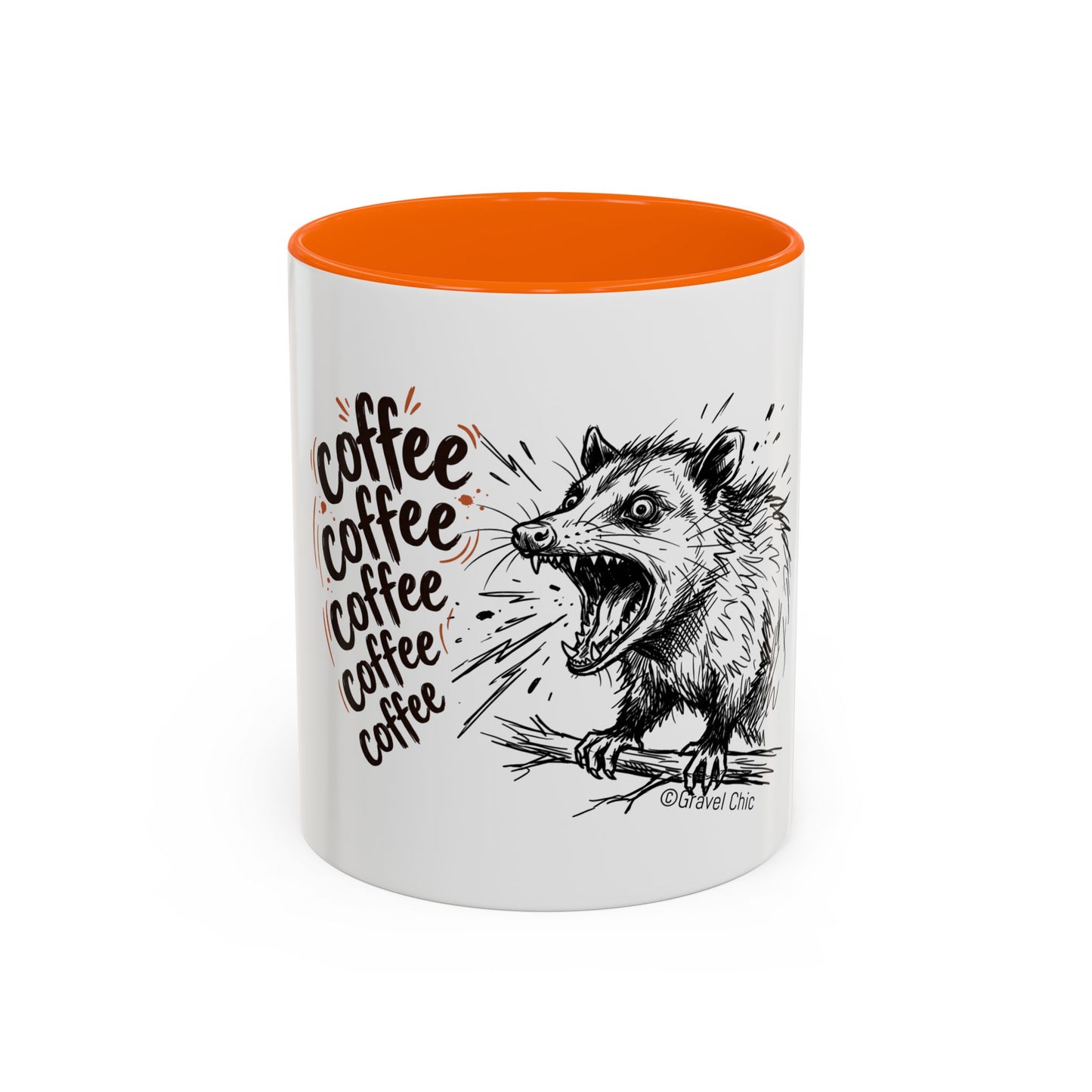 Panicked Possum Coffee Mug — "coffee coffee coffee" Accent Ceramic Mug (11/15oz)