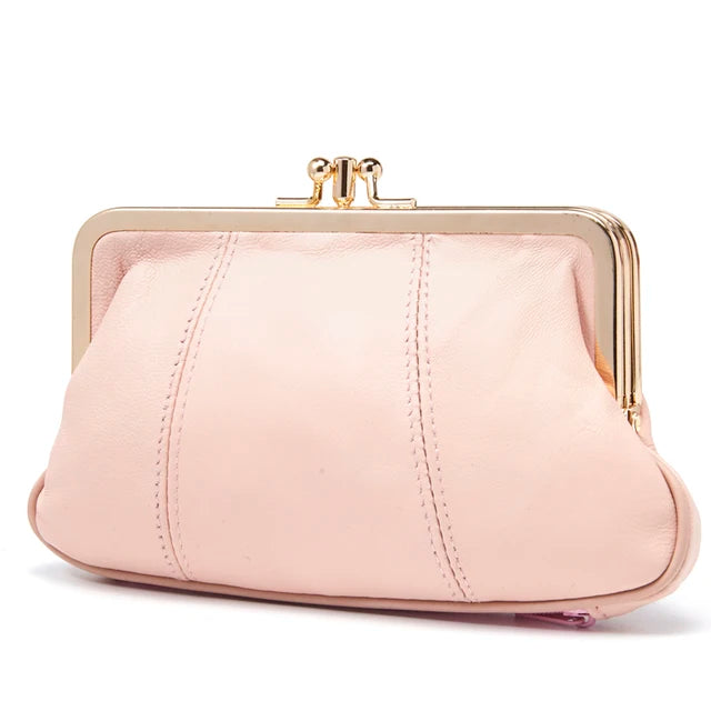 Annmouler Women Coin Purse Genuine Leather Small Size Wallet Soft Sheepskin Change Purse Metal Frame Card Holders Original Bag