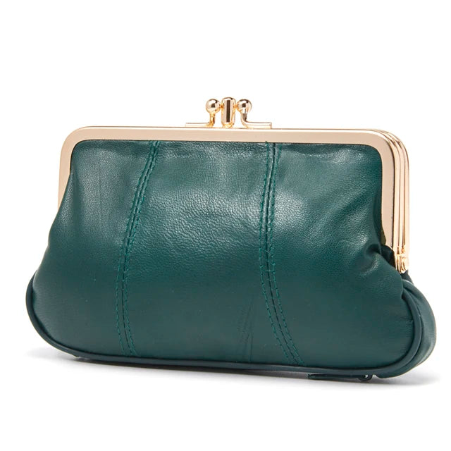 Annmouler Women Coin Purse Genuine Leather Small Size Wallet Soft Sheepskin Change Purse Metal Frame Card Holders Original Bag