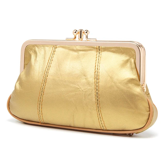 Annmouler Women Coin Purse Genuine Leather Small Size Wallet Soft Sheepskin Change Purse Metal Frame Card Holders Original Bag