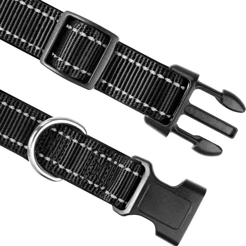 Clasp detail on black nylon dog collar
