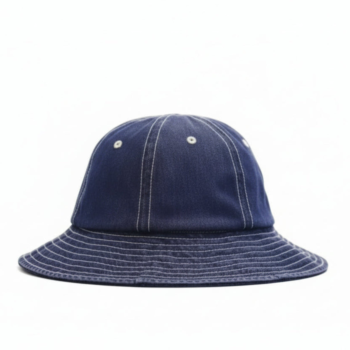 Blue bucket hat on a white background