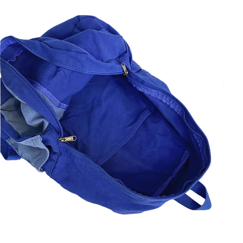 Blue backpack opened view