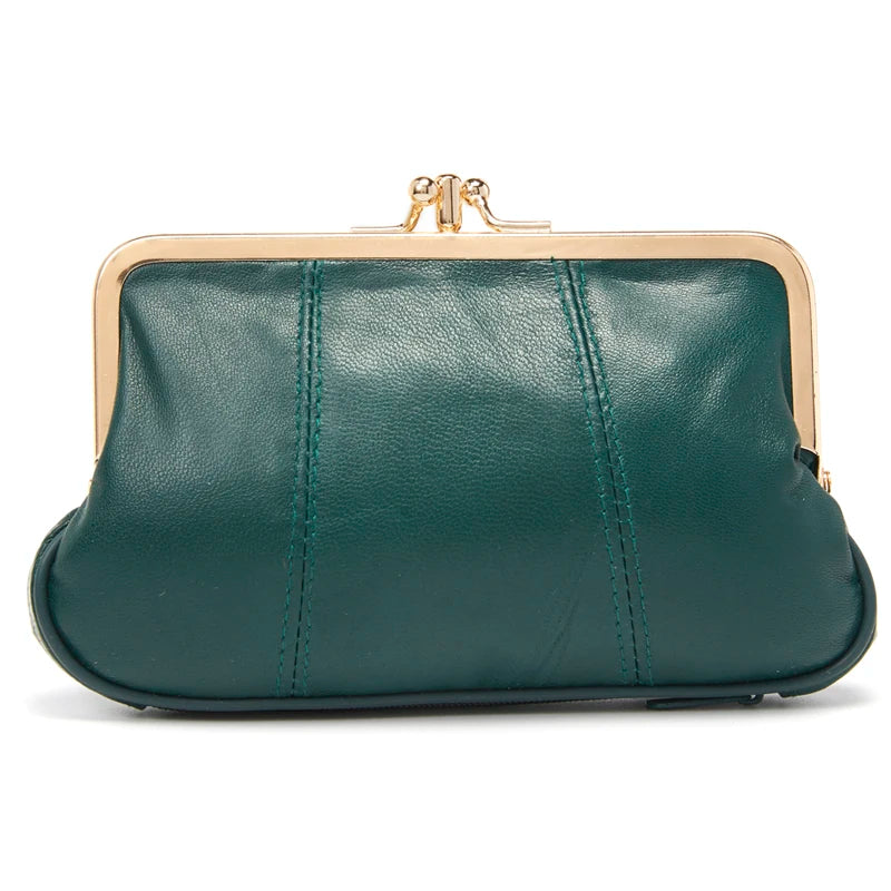 Annmouler Women Coin Purse Genuine Leather Small Size Wallet Soft Sheepskin Change Purse Metal Frame Card Holders Original Bag