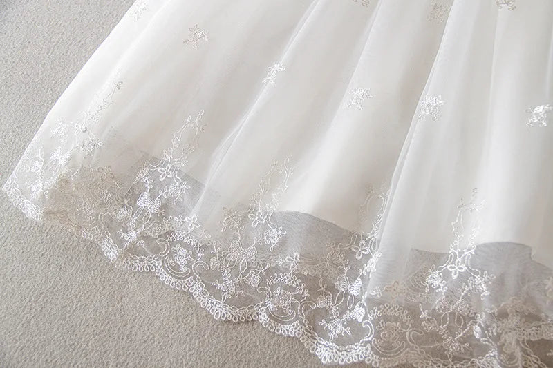 White Lace Long-sleeved Infant Christening, Baptism Dress