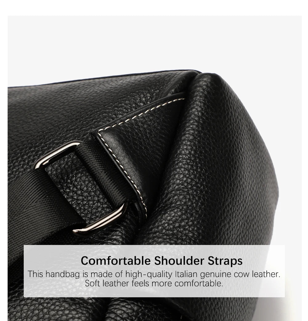 Zency 100% Genuine Leather Backpack For Women's High Quality Black Shoulder Bag Commuter Travel School Satchel Female Shopper