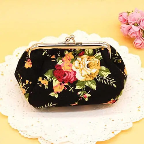 2021 NeW Coin Purses Women Girls  Flower Printed Canvas Wallet Card Holder Coin Purse Clutch girls Handbag Bag Zipper Coin Purse
