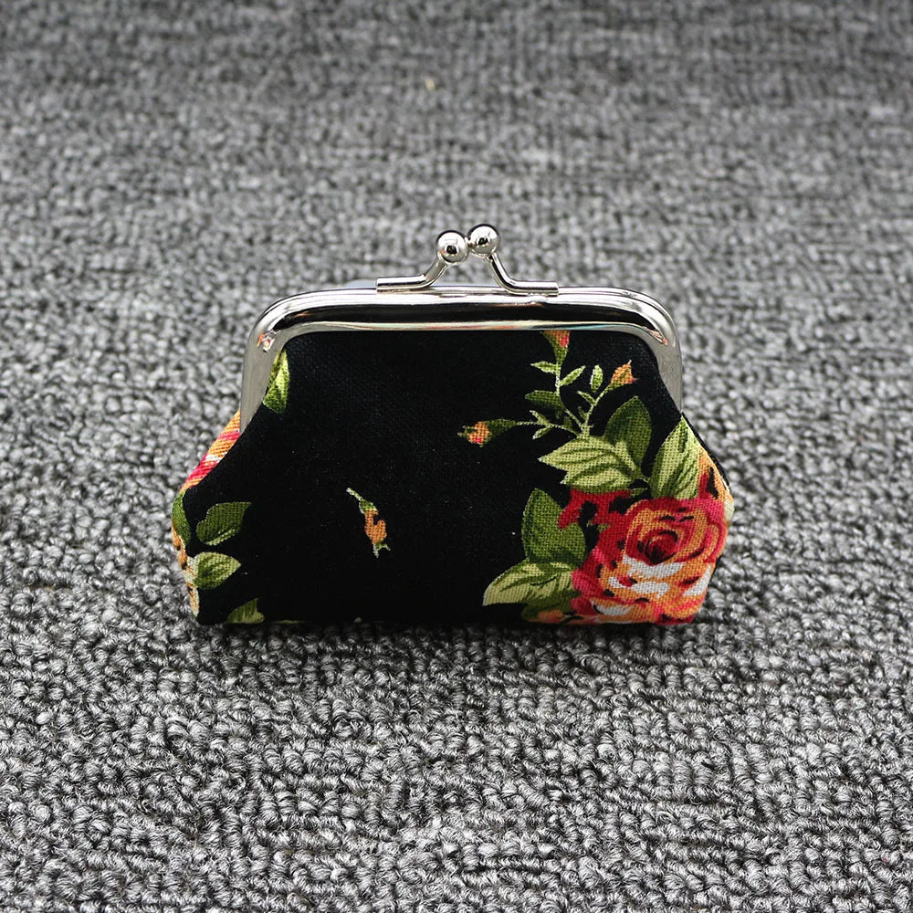 Coin Purses Lady Small Wallet For Women Dot Pattern Mini Hasp Coin Purses Money Change Pouch Cotton Fabric Carteira Feminina
