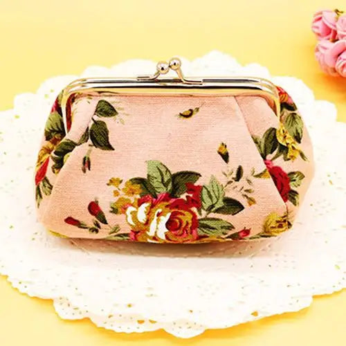2021 NeW Coin Purses Women Girls  Flower Printed Canvas Wallet Card Holder Coin Purse Clutch girls Handbag Bag Zipper Coin Purse