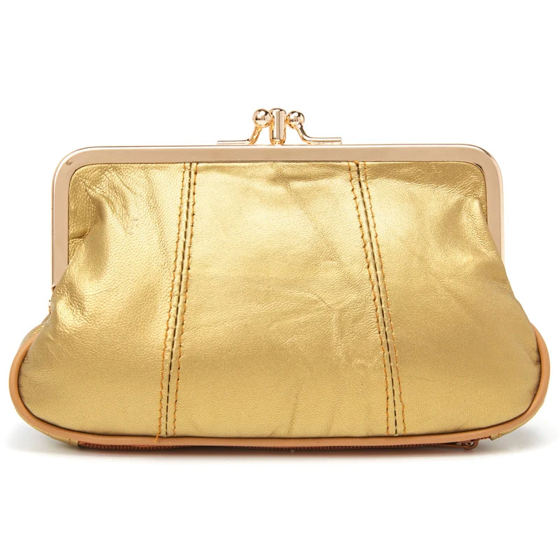 Annmouler Women Coin Purse Genuine Leather Small Size Wallet Soft Sheepskin Change Purse Metal Frame Card Holders Original Bag