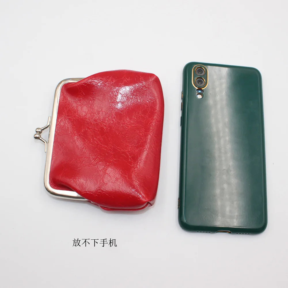 Leather Women Coin Purse Lady Leather Mini Wallet Vintage Design Oil Wax Card Holder Female Lipstick Storage Wallet Coin Purse