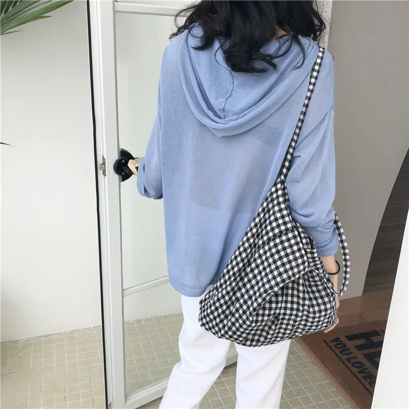 Fashion Women's Canvas Tote Shoulder Large Shopping Bag Plaid Eco Large Capacity Ladies Purse Pouch Girls Student Book Handbags