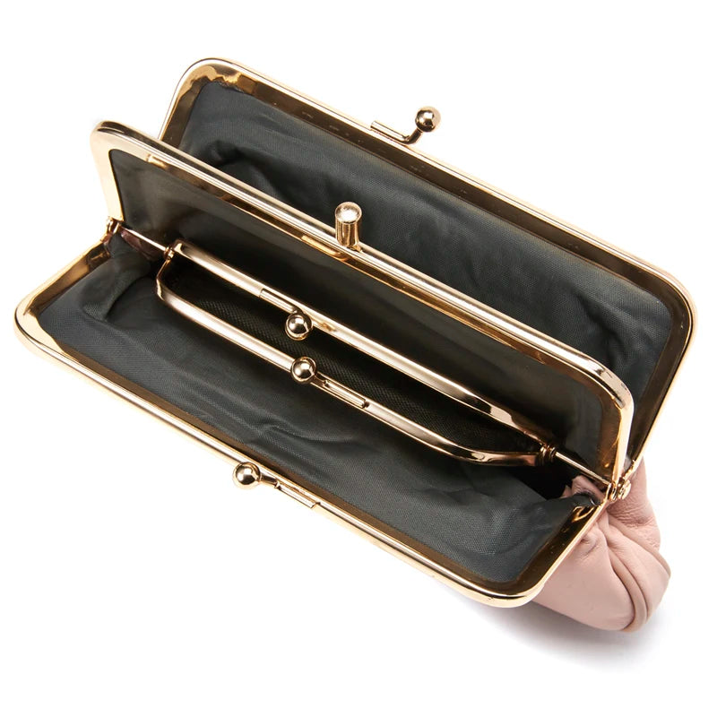 Annmouler Women Coin Purse Genuine Leather Small Size Wallet Soft Sheepskin Change Purse Metal Frame Card Holders Original Bag