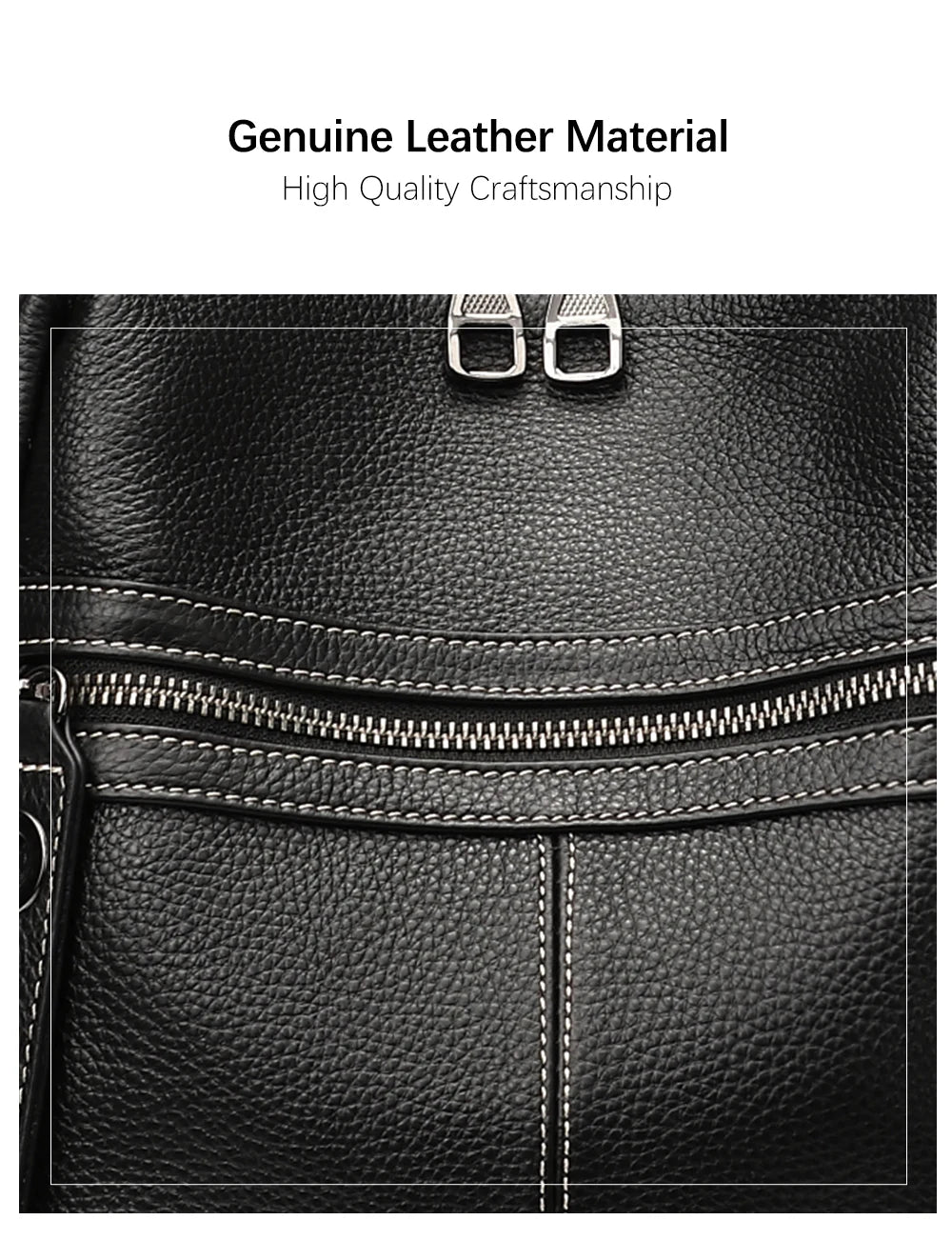 Zency 100% Genuine Leather Backpack For Women's High Quality Black Shoulder Bag Commuter Travel School Satchel Female Shopper