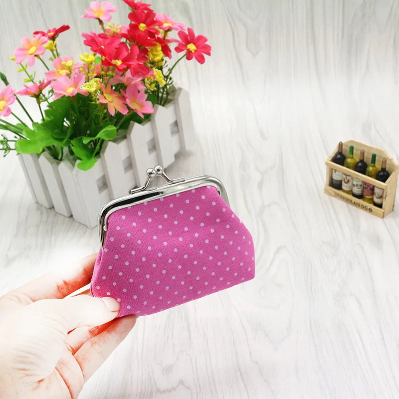 Coin Purses Lady Small Wallet For Women Dot Pattern Mini Hasp Coin Purses Money Change Pouch Cotton Fabric Carteira Feminina