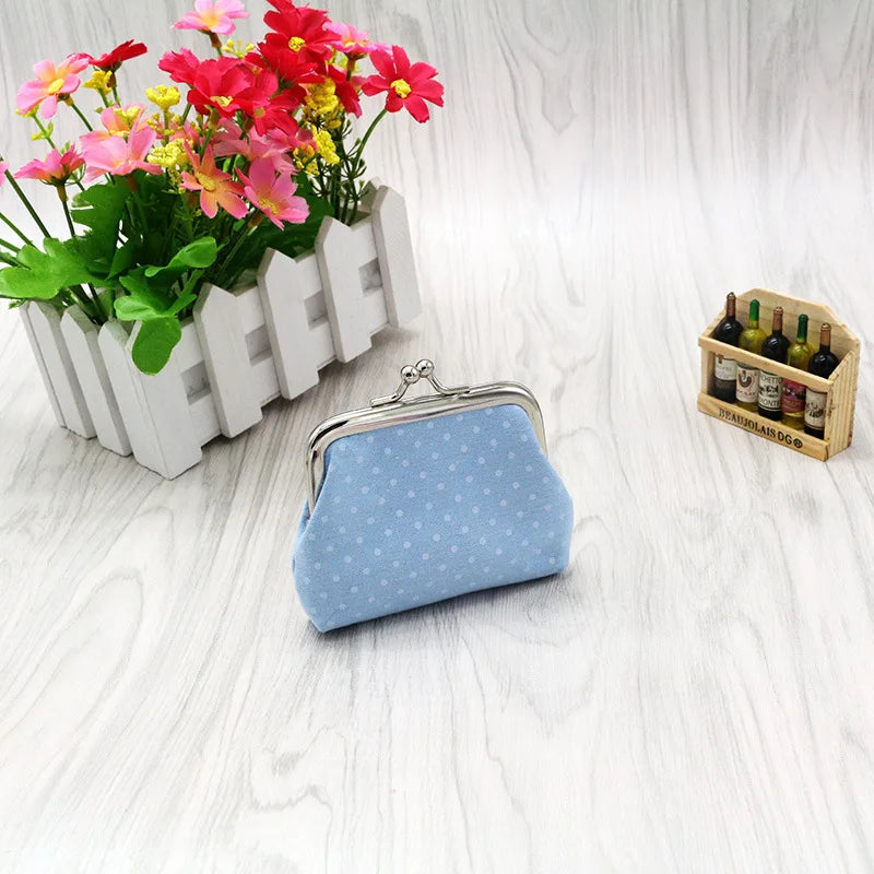 Coin Purses Lady Small Wallet For Women Dot Pattern Mini Hasp Coin Purses Money Change Pouch Cotton Fabric Carteira Feminina