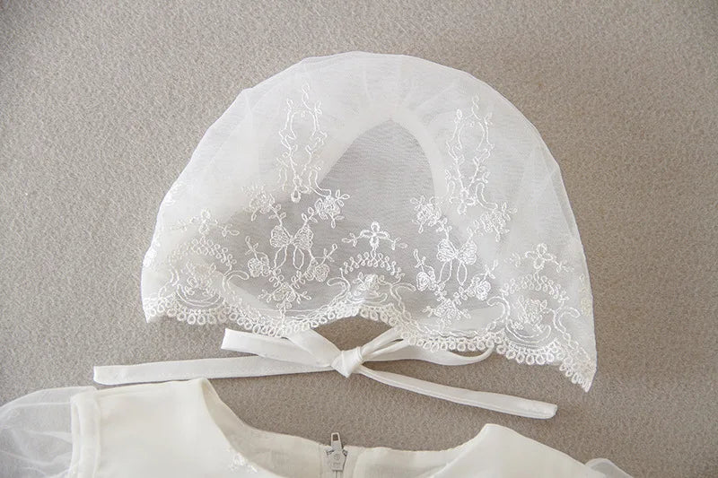 White Lace Long-sleeved Infant Christening, Baptism Dress