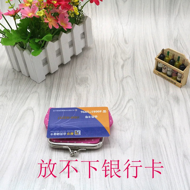 Coin Purses Lady Small Wallet For Women Dot Pattern Mini Hasp Coin Purses Money Change Pouch Cotton Fabric Carteira Feminina