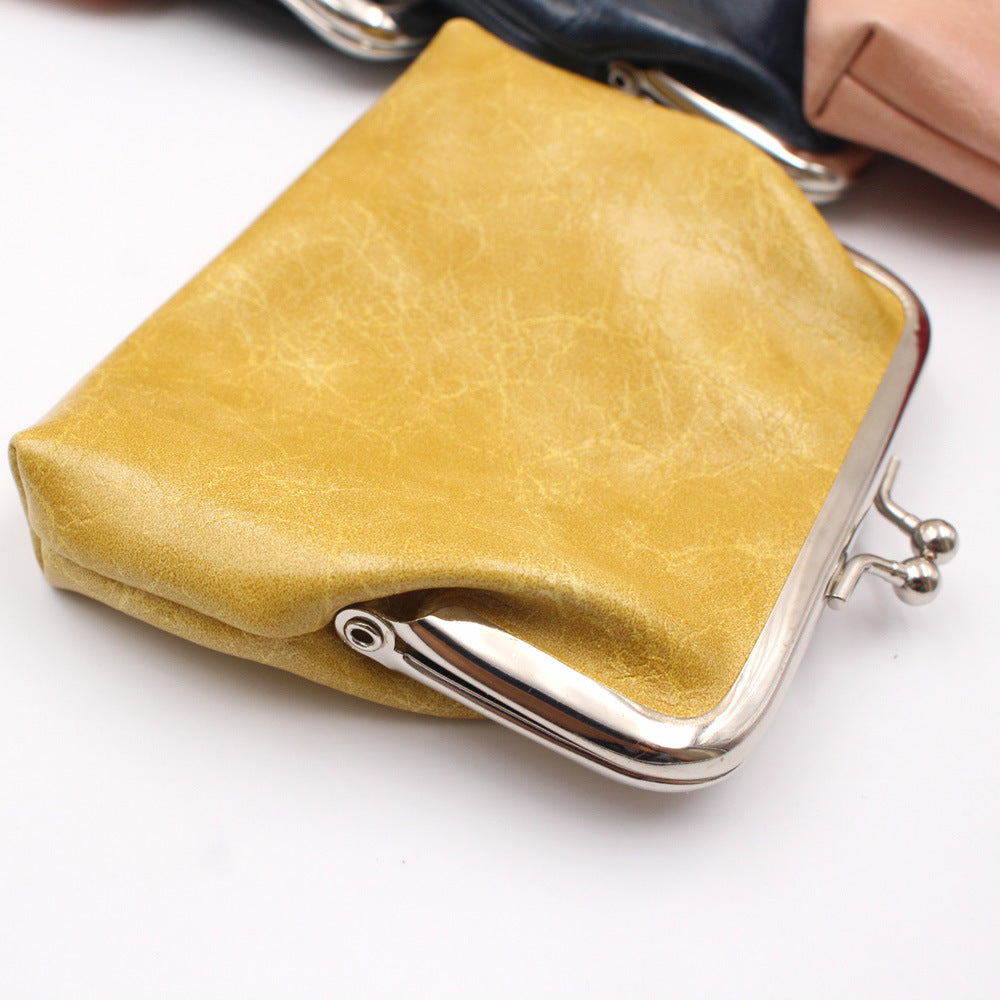 Leather Women Coin Purse Lady Leather Mini Wallet Vintage Design Oil Wax Card Holder Female Lipstick Storage Wallet Coin Purse