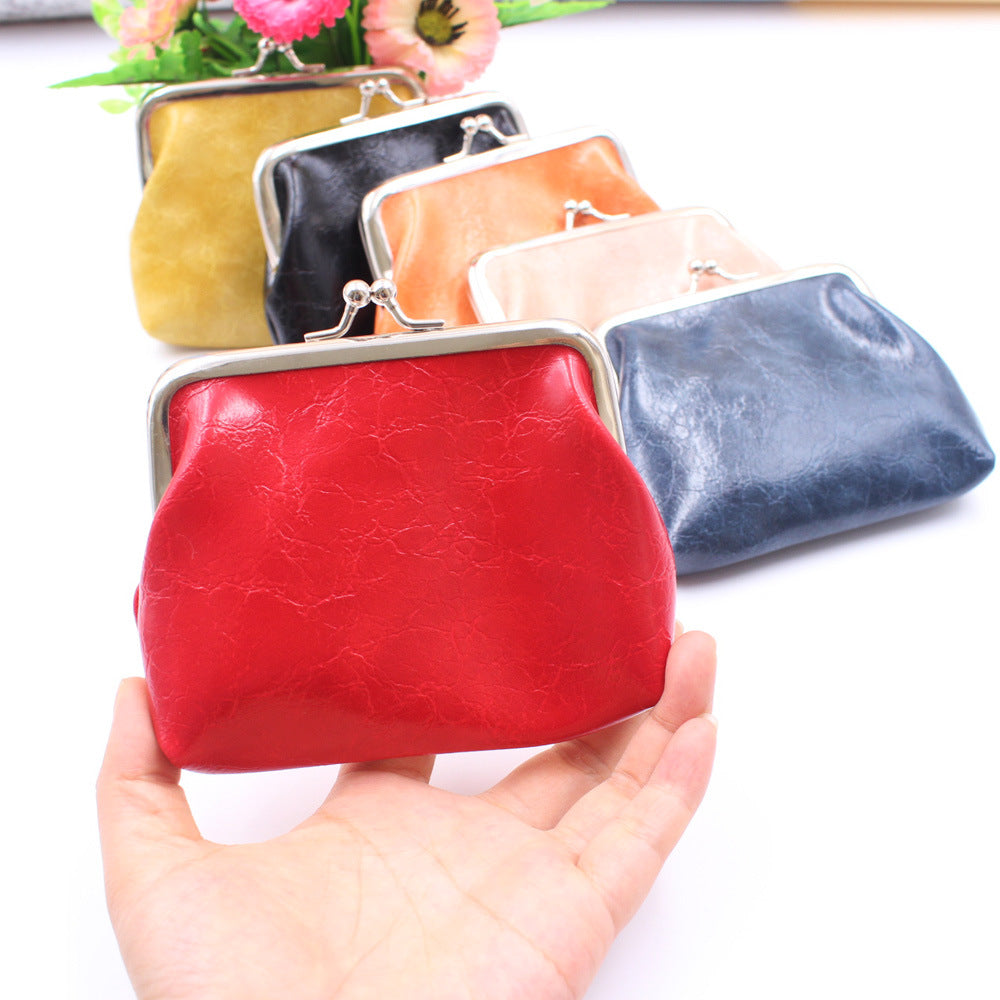 Leather Women Coin Purse Lady Leather Mini Wallet Vintage Design Oil Wax Card Holder Female Lipstick Storage Wallet Coin Purse