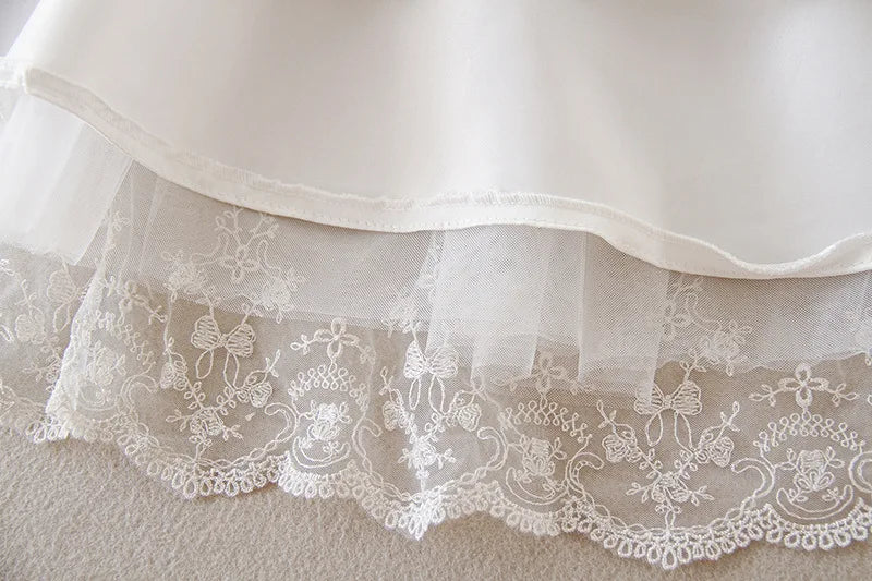 White Infant Short-sleeved Christening/Baptism Dress