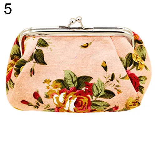 2021 NeW Coin Purses Women Girls  Flower Printed Canvas Wallet Card Holder Coin Purse Clutch girls Handbag Bag Zipper Coin Purse