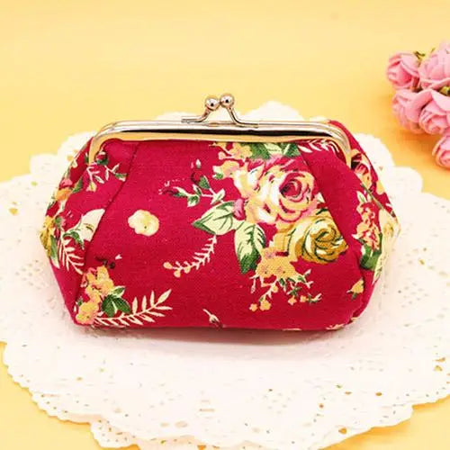 2021 NeW Coin Purses Women Girls  Flower Printed Canvas Wallet Card Holder Coin Purse Clutch girls Handbag Bag Zipper Coin Purse