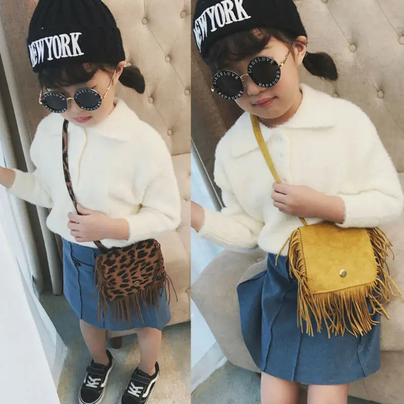 2020 Fashion Tassel Mini Messenger Bag Kids Girls Handbags Coin Purse Children Shoulder Bags