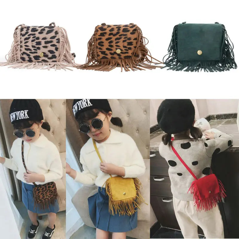 2020 Fashion Tassel Mini Messenger Bag Kids Girls Handbags Coin Purse Children Shoulder Bags