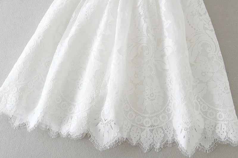 White Lace Long-sleeved Infant Christening, Baptism Dress